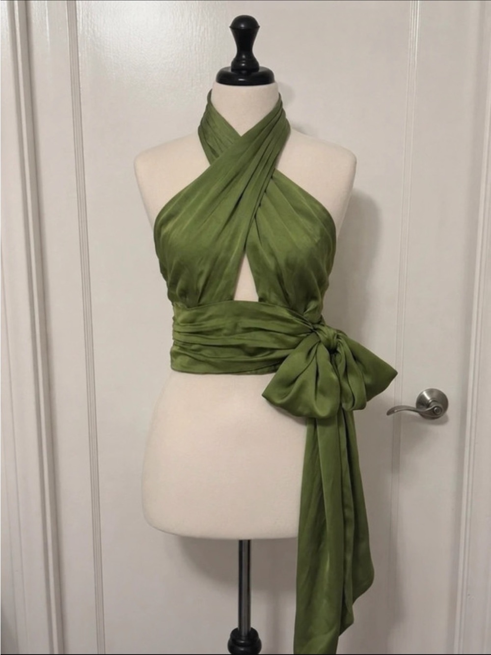 Banana Republic Green Silk Wrap Halter Top